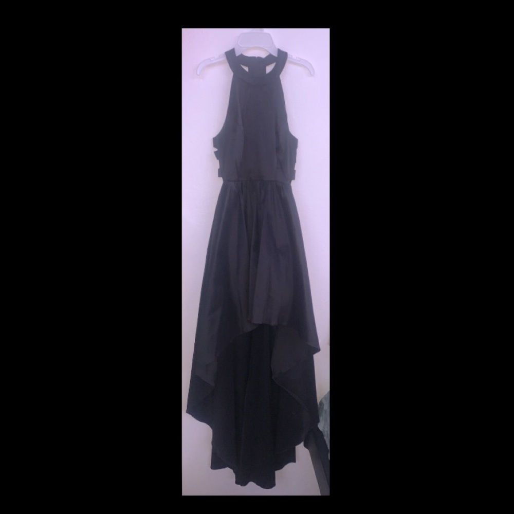 Black halter high low dress